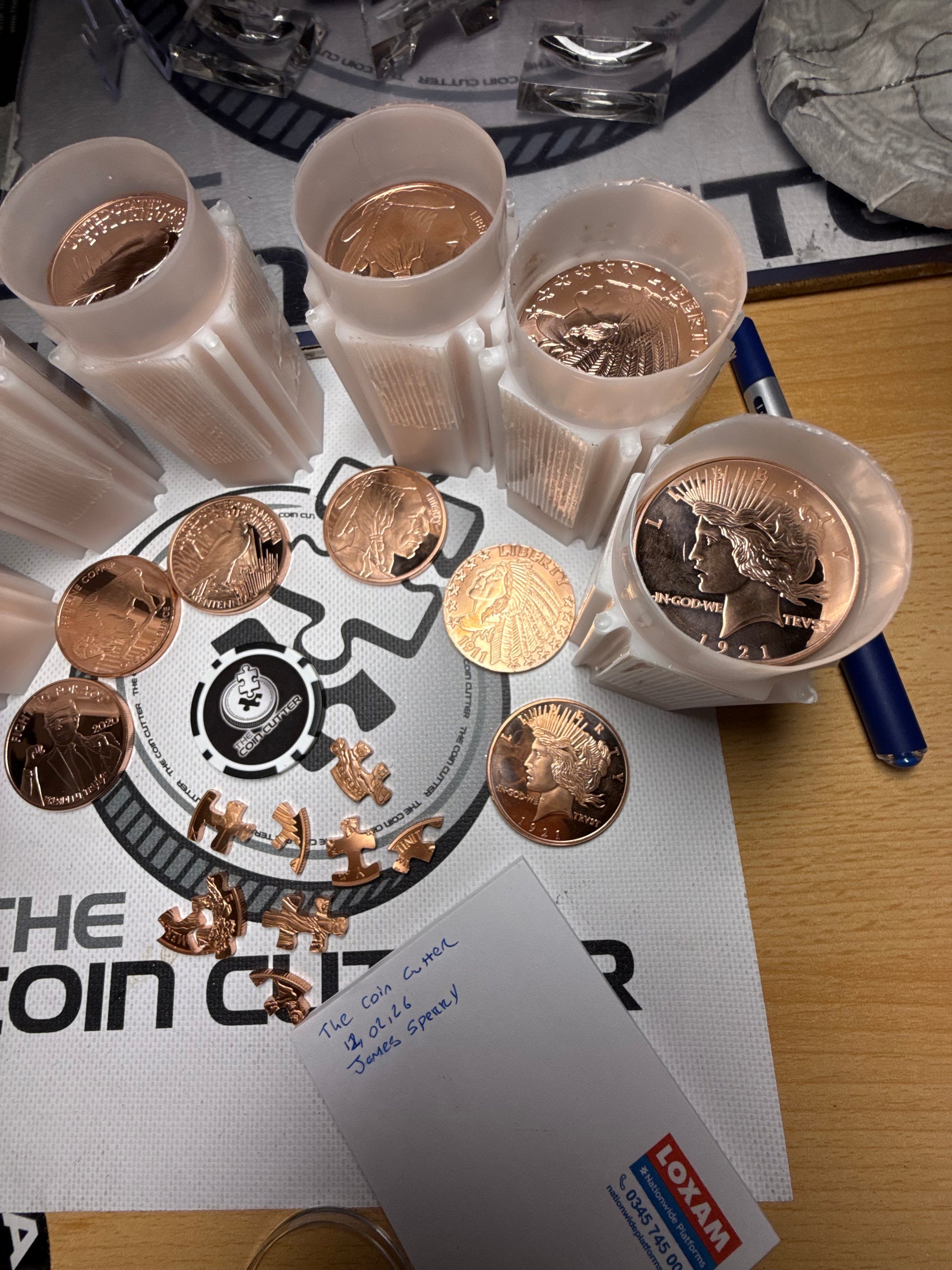 Tube of copper coins